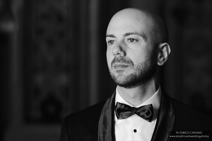 black and white portraits of the groom