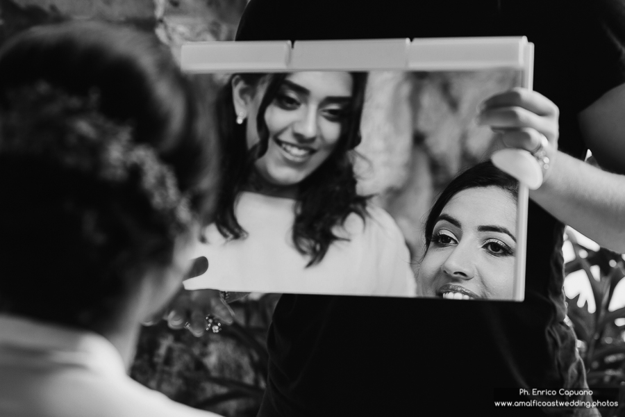 black and white photo of the wedding backstage