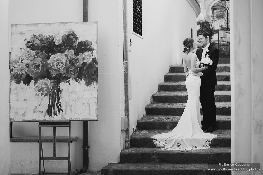 black and white wedding photo